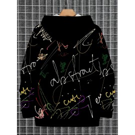 Men's Hoodie - Black with Neon Graffiti Print (Purple, Green, Red, Yellow, White) - Streetwear Pullover Sweatshirt - Machine Washable Urban Fashion Hoodie for Men, Essential Hoodie, Casual Wear, Bold Lettering Design, Comfortable Fabric, Young Adults