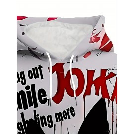 Men'S Joker 3D Print Hoodie - Casual Sporty Fitness & Outdoor Sweatshirt with Drawstring Pockets, Stretch Knit Fabric, Regular Fit for Spring, Fall, Winter Streetwear