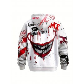 Men'S Joker 3D Print Hoodie - Casual Sporty Fitness & Outdoor Sweatshirt with Drawstring Pockets, Stretch Knit Fabric, Regular Fit for Spring, Fall, Winter Streetwear