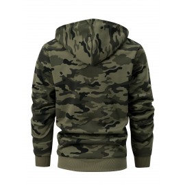 Men's fashionable casual camouflage sports warm fleece hooded sweatshirt