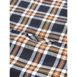 Men's Heavy-Duty Plaid Long Sleeve Dress Shirt - Winter Warmth Collar & Chest Pocket Button, Blue/White/Black/Brown Checkered Pattern, Loose Fit Casual & Formal Button-Up Coat Jacket-like Blazer (Machine Washable)