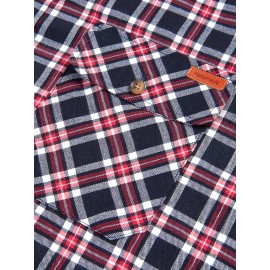 Men's Heavy-Duty Plaid Long Sleeve Dress Shirt - Winter Warmth Collar & Chest Pocket Button, Blue/White/Black/Brown Checkered Pattern, Loose Fit Casual & Formal Button-Up Coat Jacket-like Blazer (Machine Washable)