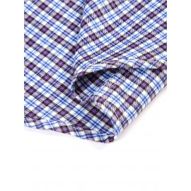 Men's Heavy-Duty Plaid Long Sleeve Dress Shirt - Winter Warmth Collar & Chest Pocket Button, Blue/White/Black/Brown Checkered Pattern, Loose Fit Casual & Formal Button-Up Coat Jacket-like Blazer (Machine Washable)