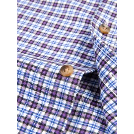 Men's Heavy-Duty Plaid Long Sleeve Dress Shirt - Winter Warmth Collar & Chest Pocket Button, Blue/White/Black/Brown Checkered Pattern, Loose Fit Casual & Formal Button-Up Coat Jacket-like Blazer (Machine Washable)