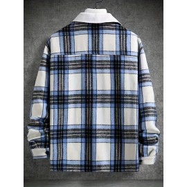 Long Sleeve Men's Plaid Shirt for Winter and Fall, Casual Warm Comfy Shirt as Gift