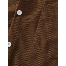 Men'S Vintage Corduroy Shirt - Olive Green Button-Up Collar Long Sleeve Casual Shirt with Chest Pocket, Regular Fit for Fall/Winter, Casual Attire|Vintage Shirt, |corduroy Texture, Corduroy Shirt, Button Up Shirt For Men, Long Sleeve Shirt For Men