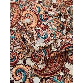 Fashion Apparel, Paisley Pattern Embroidery Craftsmanship Unisex Casual Slim Fit Long-Sleeve Shirt for All Seasons and Gift-Giving