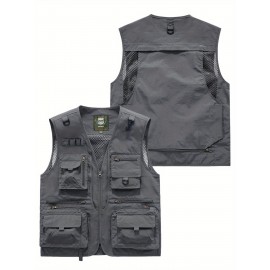 Men's Custom Logo Tactical Vest with ized Logo Printing - Heavy-Duty Multi-Pocket -Grade Vests for Outdoor,, - All-Season Wear (, MOLLE System Compatible, Durable Vest) - Add Your Logo
