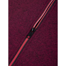 Men'S Cozy Fleece-Lined Sleeveless Vest - Maroon Zip-Up with Pockets, Retro Casual Style, Warm & Comfortable for Fall/Winter, Versatile Outdoor & Sporty Wear, Winter Vest, Sporty Vest, Minimalist Design, Soft Texture