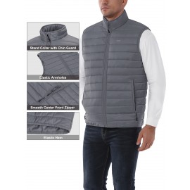 [Windproof Vest] Lightweight High Quality 33,000ft Men's Windproof Insulated Vest | Packable Stand Collar Sleeveless Jacket for Golf Running Tennis, Machine Washable Nylon-Lined Winter Outerwear, Casual Winter Wear