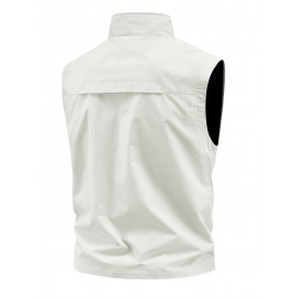 6801 Multi-Pocket Outdoor Vest - Sleeveless Stand Collar Casual Hiking & Travel Vest with Multiple Pockets, Durable Non-Stretch Fabric, All-Season Use, Hand Washable, Hiking Gear, Secure Zipper Closure