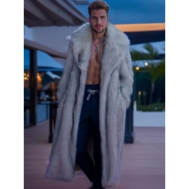 [New Fox Fur Coat] Warm Fashion Mid-Length Fox Fur Plush Collar Suit Coat | Men's Casual Fleece Outerwear, Comfortable Loose Luxurious Grass Coat, New Thickened Versatile Trendy