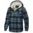 Men's Sherpa-Lined Full-Zip Hooded Jacket - Plaid Flannel Winter Coat with Turquoise/Black/White/Gray Plaid, Machine Washable, Full-Zip Front & Pockets - Casual Outdoor & Everyday Cold Weather Outerwear (Regular Fit)