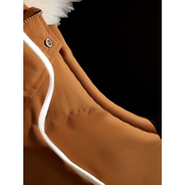 Men'S Hooded Vest - Thickened Warm Sleeveless Jacket with Zipper Closure, Red & Color Block Design, Polyester Lining, Casual Style for Cold Weather, Unisex Couple'S Outerwear, Multiple Colors Available, Winter Vest, Cold Weather Apparel