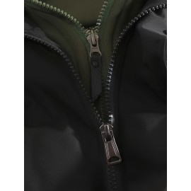 Men'S Hooded Vest - Thickened Warm Sleeveless Jacket with Zipper Closure, Red & Color Block Design, Polyester Lining, Casual Style for Cold Weather, Unisex Couple'S Outerwear, Multiple Colors Available, Winter Vest, Cold Weather Apparel