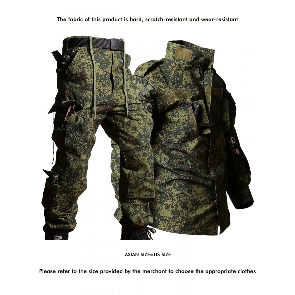 [2pcs ACU Tactical Set] ACU Tactical Set for Men - 2pcs Durable Breathable Little Green Camouflage Uniform, Professional Training Outdoor Workwear